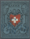 O Schweiz: 1850, 5 Rp. Schwarz/rot/dunkelblau, Ohne KE, Type 4, Abart "Doppelter Rotdruck Des Wappens”, Sehr Bre - Unused Stamps