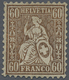 * Schweiz: 1863. Sitzende Helvetia 60 Rp. Kupferbronze, Ungebraucht Mit Vollem Originalgummi In Frischer Farbe, - Unused Stamps