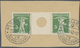 Brrst Schweiz - Zusammendrucke: 1910 Tell 5 Rp. Grün, Type II, Im Zwischenstegpaar Mit Großer Lochung Auf Briefstück - Se-Tenant