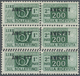 ** Triest - Zone A - Paketmarken: 1949, 200l. Green, Block Of Three, Centre Stamp Showing Variety "double Perfora - Colis Postaux/concession