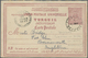 GA Türkei - Ganzsachen: 1896. Turkish Double Postal Stationery Reply Card 20p Claret Written From “H.M.S. Robreas - Entiers Postaux