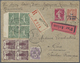 Br Frankreich: 1900/1960, Absolutely Awesome Collection Of Blocks Of Four On Entires Bearing 450 Envelo - Usati
