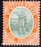 ST KITTS_NEVIS 1909 SG #20a 1sh MH Wmk Mult.Crown CA Chalk-surfaced Paper Toned Back - St.Christopher-Nevis-Anguilla (...-1980)