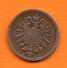 ALLEMAGNE- Empire -1873 B  -1 Pfennig  En Cuivre - (petit Tirage ) Cat World  KM= 1 - RARE-   Bon état - 1 Pfennig