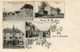 CPA - BISCHOFSHEIM (67) - Carte Multi-Vues De 1906 - Gare Et Restaurants Au Tilleul Et à La Charrue - Autres & Non Classés