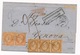 Lettre N°13Bande + 16x2 Ancre Cachet Paquebot Euphrate Pour Genova - Poste Maritime