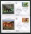 1998  FRANCE FDC 1ER JOUR SUR SOIE ANIMAUX  LES CHEVAUX SERIE DE 4 ENVELOPPES - Pferde