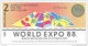 Australia - World Expo 1988 - 2 Dollars 1988 - Unc - Autres & Non Classés