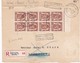 Aangetekende Brief Met 8 Postzegels 424 - Terug Afzender - Adres Ontoereikend. - Enveloppes-lettres