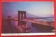 O1- America/USA- Postcard-New York City,Brooklyn Bridge By Night - Brooklyn