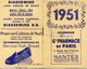 Calendrier Petit Format - 1951 - Pharmacie De PARIS à NANTES - PUB - Petit Format : 1941-60