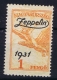 Ungarn : Mi  478 Zeppelin MH/* Flz/ Charniere 1931  Airmail - Ungebraucht