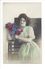 18081 - Elégante Femme Avec Bouquet De Fleurs + Cachet Pub Commerce De Bois Morier Château D'Oex 1914 - Femmes