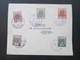 Polen 1919 Nr. 118 A - 122 A 1. Nationale Briefmarkenausstellung Warschau. Satzbrief.  Blauer Stempel - Covers & Documents