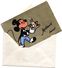 Carte Vierge Meilleurs Voeux Mickey 2 Volets Carton Toilé Doré Avec Son Enveloppe 13 X 7 Cm - Autres & Non Classés