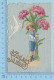 Carte Embossée 1909 -  Decoupis Sur Carte  Fleurs, Enfant, Colombe Avec Carte - "Pense à Moi" -  Postcard Carte Postale - Autres & Non Classés