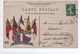 1914 - CARTE DE FRANCHISE MILITAIRE FM DRAPEAUX "SUS AUX BARBARES / LA FRANCE PROTEGE LE DROIT" - Lettres & Documents