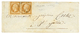 SAVOIE : 1860 FRANCE Paire 10c(n°13) Obl. Cachet Sarde REIGNIER Sur Enveloppe Pour ST JULIEN. TB. - 1853-1860 Napoleone III