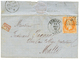 1860 40c(n°16) TTB Margé Obl. PC 2718 + T.15 ROMANS Sur Lettre Pour MALTE. Superbe. - 1853-1860 Napoleone III