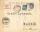 2216 Finland. 1914. COVER. Yv. 41, 43. 10 K Blue And 20 K Blue And Red. Registered From HELSINKI To MADRID, Addresed Via - Andere & Zonder Classificatie