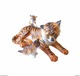 Lot 3 Figurine Ancienne Allemande Famille Tigre Biscuit Statuette Animal 1890 Bisque Miniature Bibelot - Animals