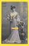 Carte Fantaisie FEMME Thème Mode - CHEVEUX COIFFURE Robe Fleurs - 1907 - Femmes