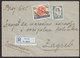 Yugoslavia 1954 Registered Letter With Red Cross Surcharge Stamp Sent From Zupanja To Zagreb - Covers & Documents