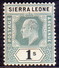 SIERRA LEONE 1905 SG #95 1sh Green And Black MLH Wmk Mult.Crown CA - Sierra Leone (...-1960)