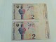 Don Monnaie  MALAYSIE  Malaysia Dua Ringgit RM2 RM 2 Dollar 1996 Banknote P 40 Paper Bank Note Running Number 2 Pcs - Malasia