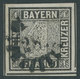 BAYERN 1Ia O, 1849, 1 Kr. Schwarzgrau, Platte 1, Allseits überrandig Mit Allen Zwischenlinien, Aus Der Bogenmitte, Da Un - Sonstige & Ohne Zuordnung