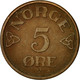 Monnaie, Norvège, Haakon VII, 5 Öre, 1952, TTB, Bronze, KM:400 - Norvegia