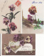 Fleurs, 3 Cartes  Anciennes: Pensées, Pansies ,2 Scans - Autres & Non Classés