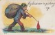 'My Business Is Picking Up' Bum Picks Up Garbage, Rag Man, Humor C1900s Vintage Postcard - 1900-1949