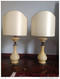 BELLA COPPIA Di LAMPADE In OPALINE Dell '800 INTEGRE, Con VENTOLE In Seta - Lighting & Lampshades