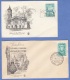 ARGENTINIEN - 2 FDC Briefe (1953+1957) 40 + 50 C Sondermarke + Sonderstempel - FDC