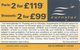 CARTEà-PUCE-BRITISH TELECOM-5£-EUROSTAR-Exp 31/03/99-N°3/3-V° N°Série Incliné-BE-RARE - Eurostar, Cardlink & Railcall