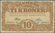 Denmark  / Dänemark: 10 Kroner 1922 P. 21n, Rarer Early Date With Vertical And Horizontal Folds, No - Danemark