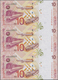 Malaysia: Set Of 2 Uncut Sheets Of 3 Notes Each 10 Ringgit ND P. 38 And 10 Ringgitt ND P. 42, In Ori - Malaysia