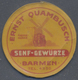 Deutschland - Briefmarkennotgeld: Barmen, Ernst Quambusch, Senf-Gewürze, 10 Pf. Ziffer, Zelluloid, M - Autres & Non Classés