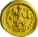 Byzanz: Theodosius II. 402-450: Gold-Solidus, Konstantinopel; 4,46 G, Sehr Schön. - Bizantine