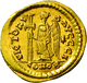 Anastasius I. (491 - 518): Gold-Solidus (492-507), Konstantinopel; 4,26 G, Sommer 1.2, Sear 3, MIBE - Bizantine