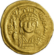 Iustinus II. (565 - 578): Gold Solidus, 4,45g, Constantinopel, 3. Officin. Gekr.. Büste Frontal Mit - Byzantines