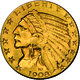 Vereinigte Staaten Von Amerika - Anlagegold: 5 Dollar 1908 D (Half Eagle - Indian Head), KM # 129, F - Autres & Non Classés