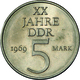 DDR: Lot 2 Münzen: PROBE 5 Mark 1969 XX Jahre DDR Kupfer 75%, Nickel 25%, Jaeger 1524P1, 12.741 Ex., - Altri & Non Classificati