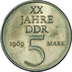 DDR: Lot 2 Münzen: PROBE 5 Mark 1969 XX Jahre DDR Kupfer 75%, Nickel 25%, Jaeger 1524P1, 12.741 Ex., - Other & Unclassified