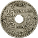 Monnaie, Tunisie, Muhammad Al-Nasir Bey, 25 Centimes, 1919, Paris, TTB - Tunisia