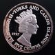 Turks And Caicos Islands 5 CROWNS 1997 SILVER PROOF "QUEEN ELIZABETH THE QUEEN MOTHER LADY OF THE CENTURY" Free Shipping - Turks E Caicos (Isole)