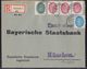 DR R-Brief Dienst Mif Minr.D116,3x D117,127 Ingolstadt 1.3.32 - Dienstmarken