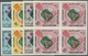 ** Aden - State Of Upper Yafa: 1967, Football Championship Stamps With INVERTED Opt. In Green And Blue - Aden (1854-1963)