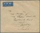 Br Bahrain: 1946. Air Mail Envelope Addressed To India Bearing SG 39, ½a Purple (block Of Five) Tied By - Bahrain (1965-...)